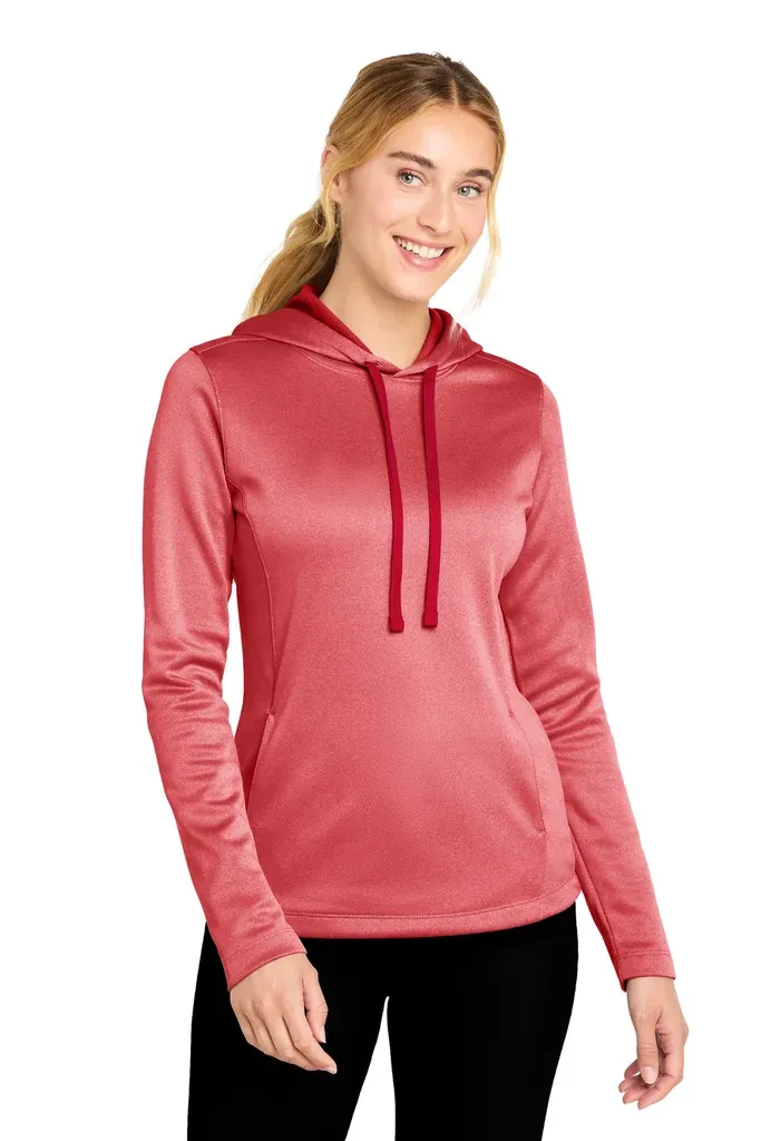 Sport-Tek ® Women's PosiCharge ® Sport-Wick ® Heather Fleece Hooded Pullover. LST264 - additional view 1
