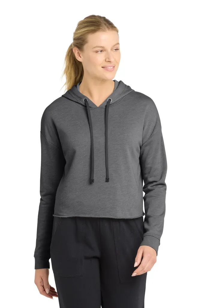 Sport-Tek ® Women's PosiCharge ® Tri-Blend Wicking Fleece Crop Hooded Pullover LST298