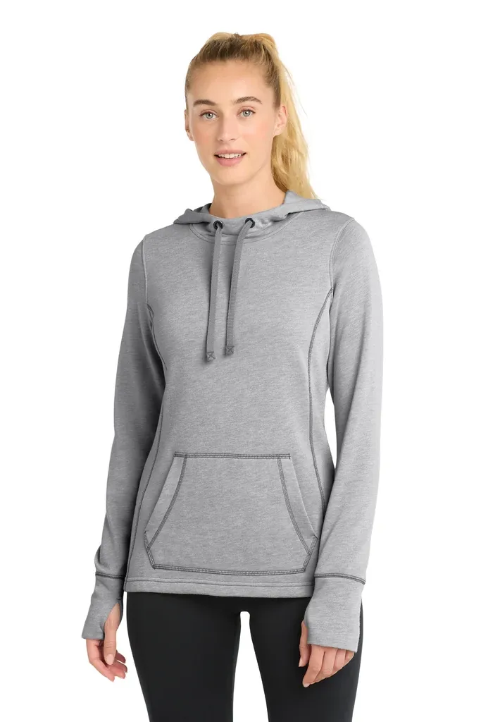 Sport-Tek ® Women's PosiCharge ® Tri-Blend Wicking Fleece Hooded Pullover. LST296 - additional view 2