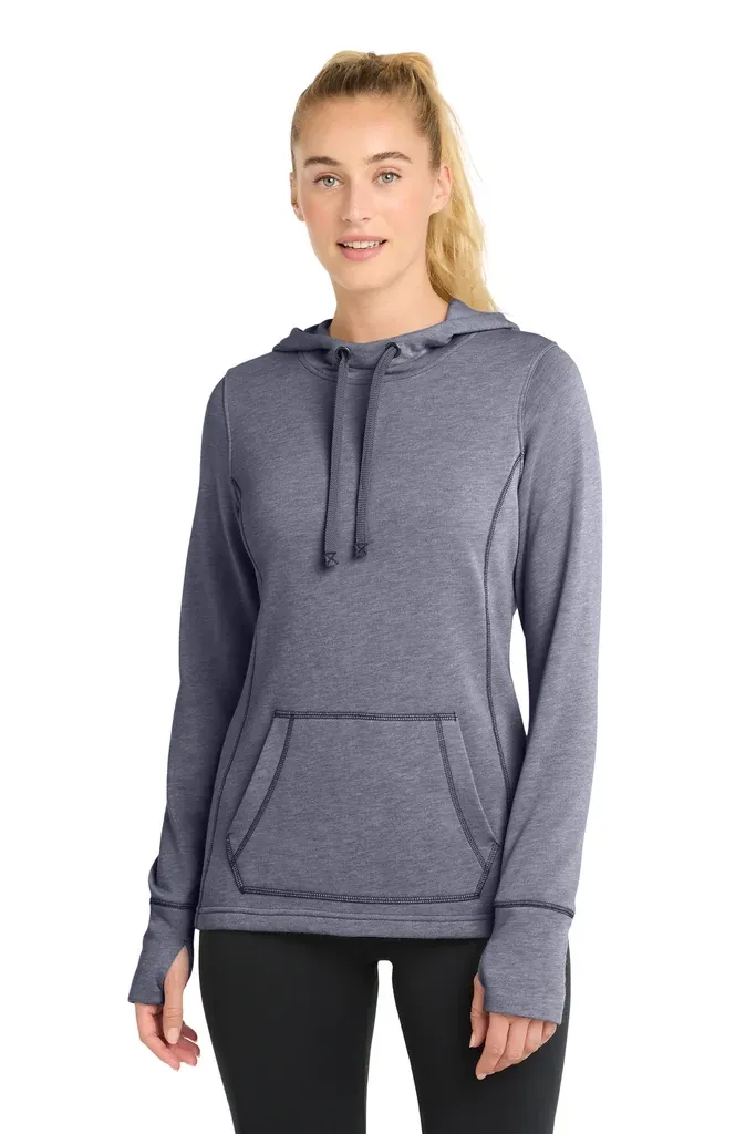 Sport-Tek ® Women's PosiCharge ® Tri-Blend Wicking Fleece Hooded Pullover. LST296 - additional view 1