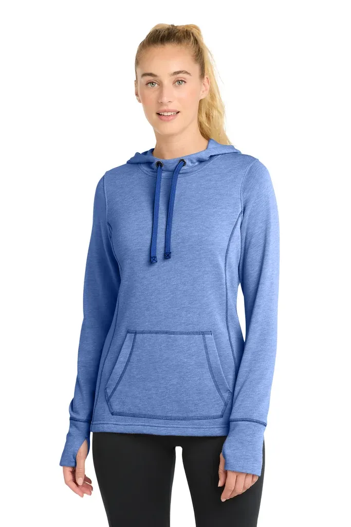 Sport-Tek ® Women's PosiCharge ® Tri-Blend Wicking Fleece Hooded Pullover. LST296 - additional view 3