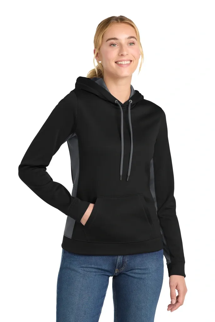 Sport-Tek® Women's Sport-Wick® Fleece Colorblock Hooded Pullover. LST235 - additional view 2