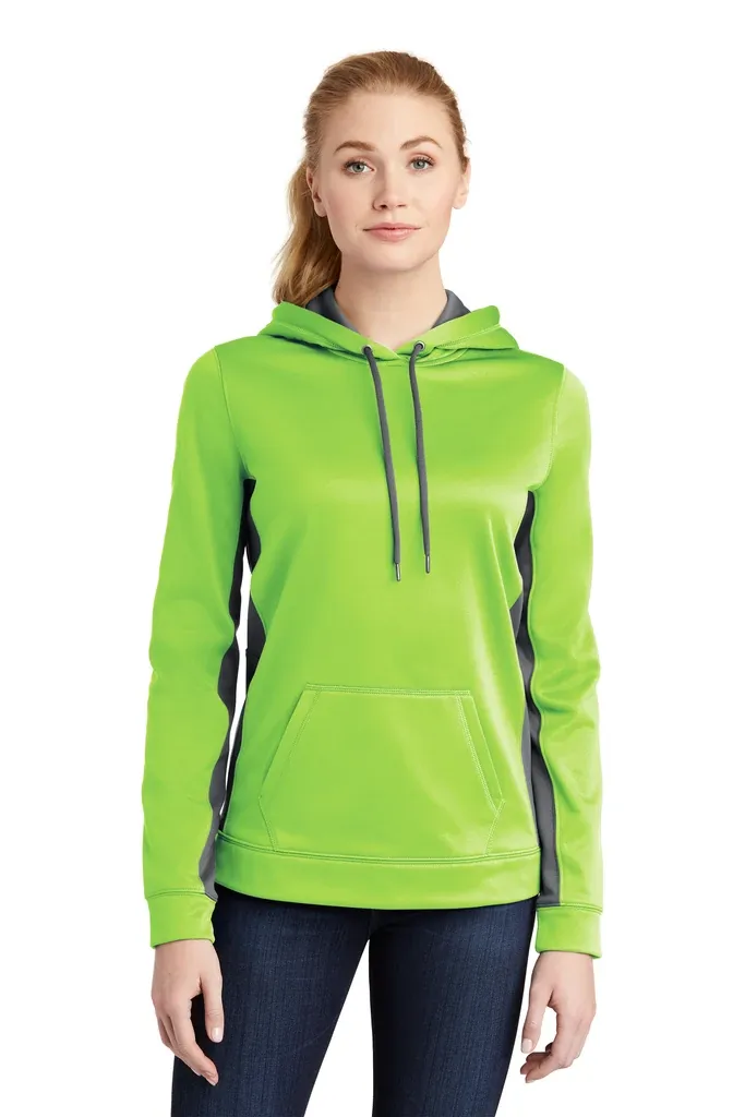 Sport-Tek® Women's Sport-Wick® Fleece Colorblock Hooded Pullover. LST235 - additional view 4