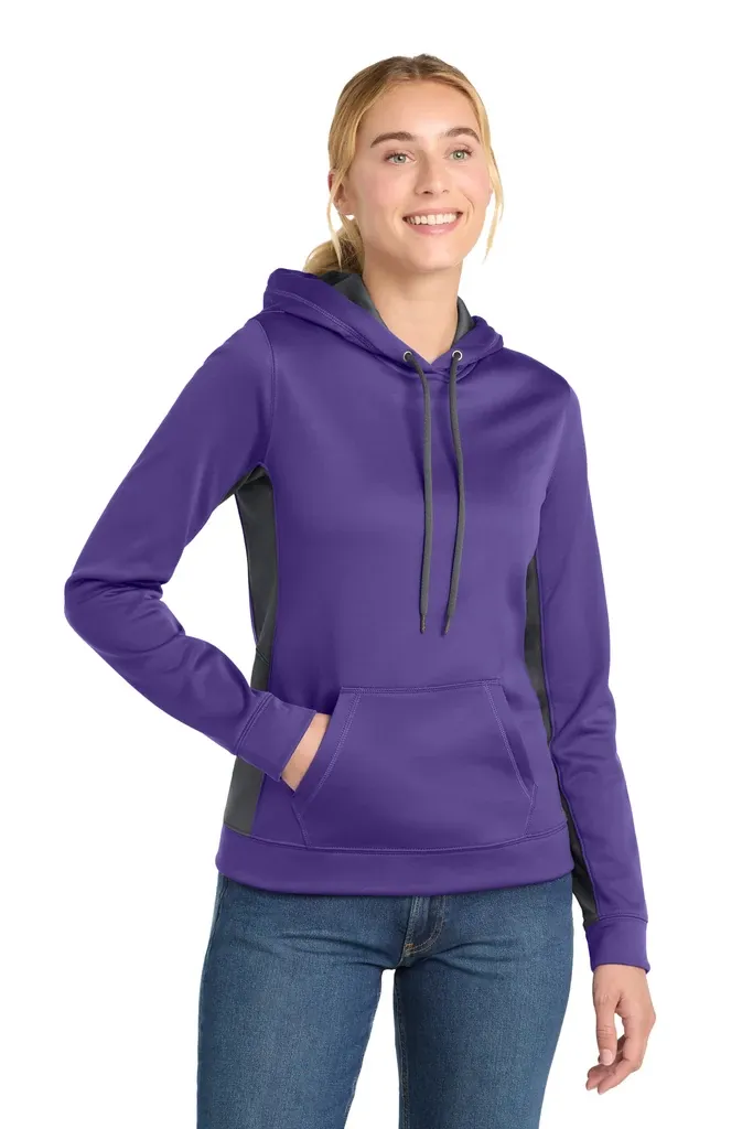 Sport-Tek® Women's Sport-Wick® Fleece Colorblock Hooded Pullover. LST235 - additional view 8