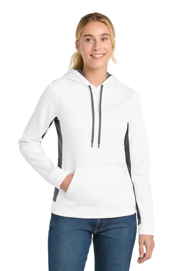 Sport-Tek® Women's Sport-Wick® Fleece Colorblock Hooded Pullover. LST235 - additional view 3