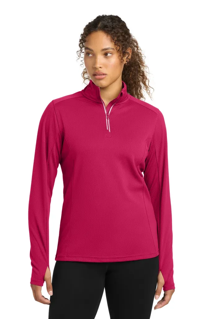 Sport-Tek® Women's Sport-Wick® Textured 1/4-Zip Pullover. LST860