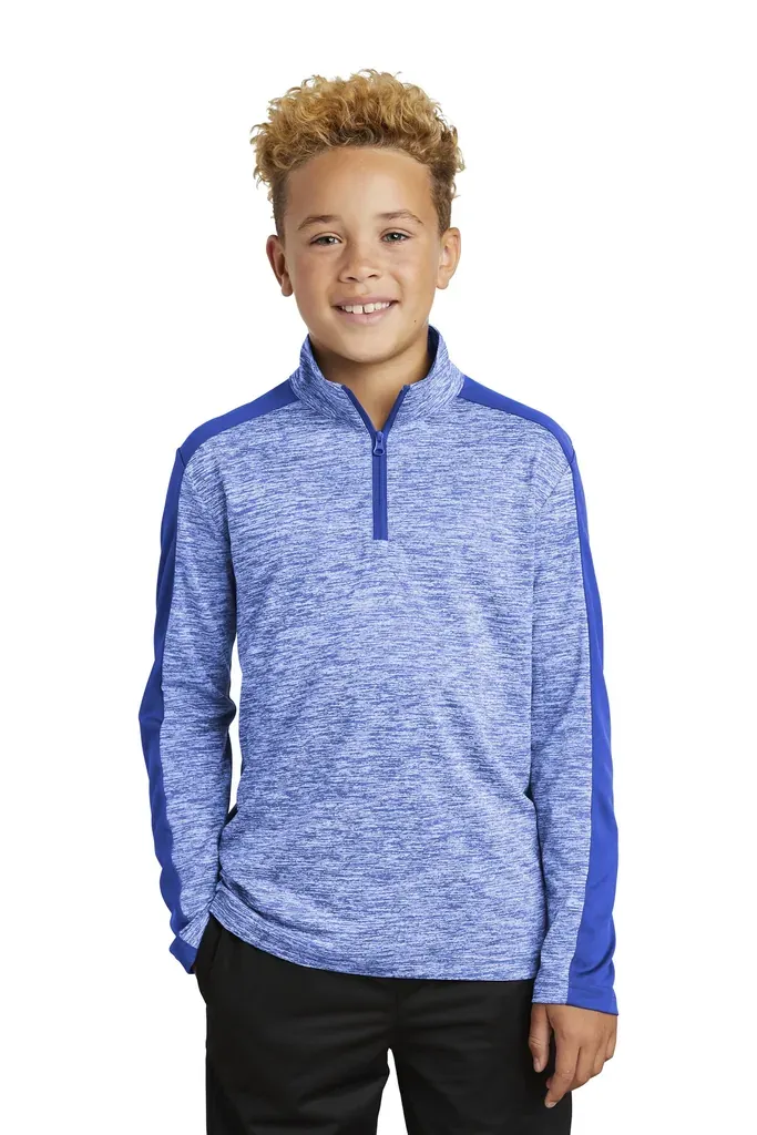 Sport-Tek ® Youth PosiCharge ® Electric Heather Colorblock 1/4-Zip Pullover. YST397 - additional view 3
