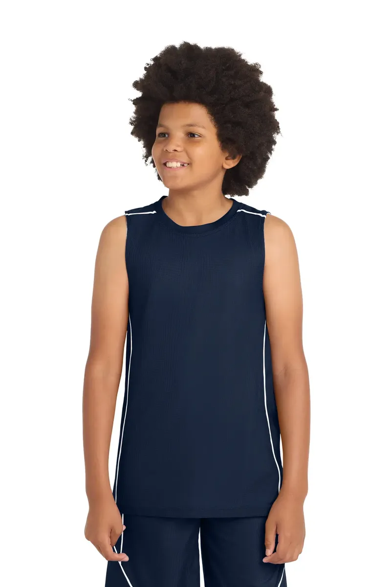 Sport-Tek® Youth PosiCharge® Mesh Reversible Sleeveless Tee. YT555 - additional view 2
