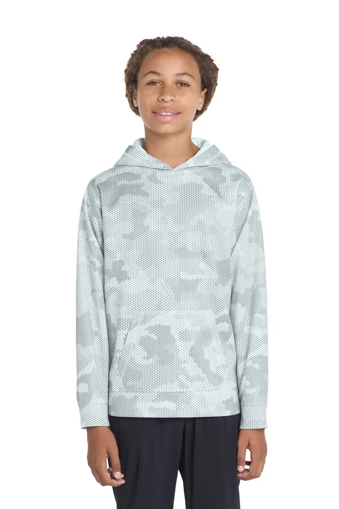 Sport-Tek® Youth Sport-Wick® CamoHex Fleece Hooded Pullover.  YST240 - additional view 2