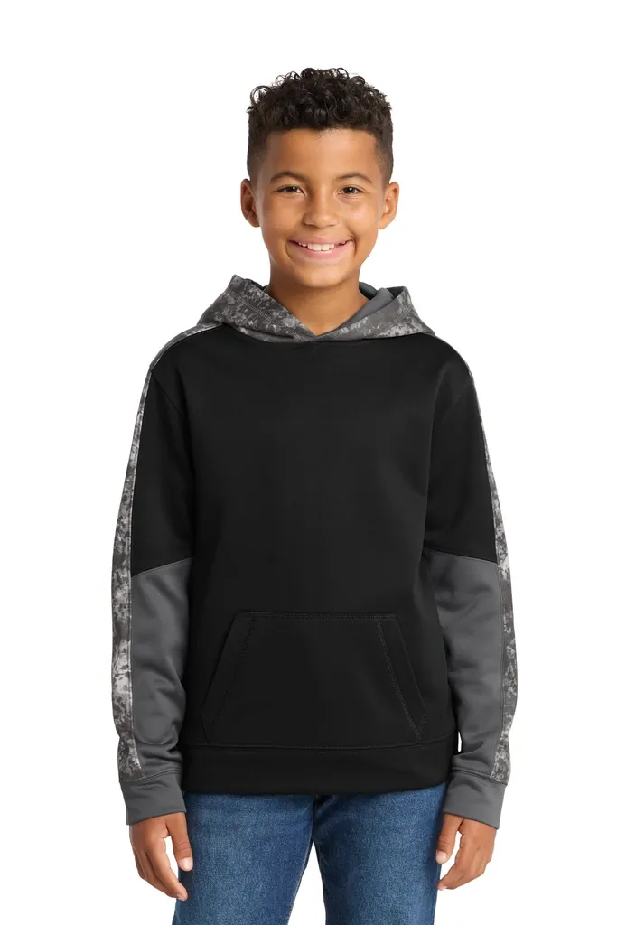 Sport-Tek® Youth Sport-Wick® Mineral Freeze Fleece Colorblock Hooded Pullover. YST231 - additional view 1