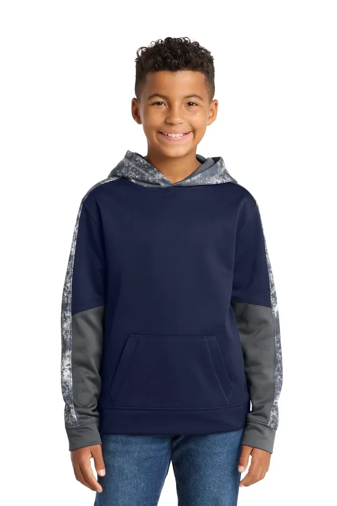 Sport-Tek® Youth Sport-Wick® Mineral Freeze Fleece Colorblock Hooded Pullover. YST231 - additional view 3