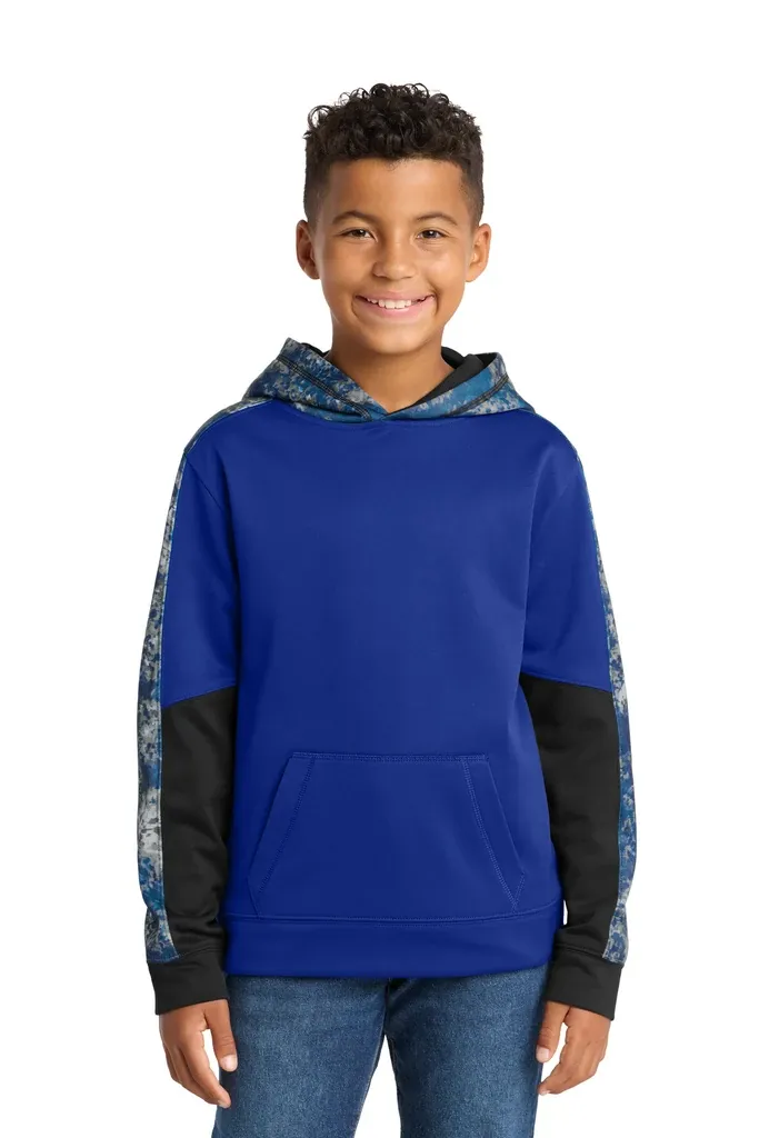Sport-Tek® Youth Sport-Wick® Mineral Freeze Fleece Colorblock Hooded Pullover. YST231 - additional view 2
