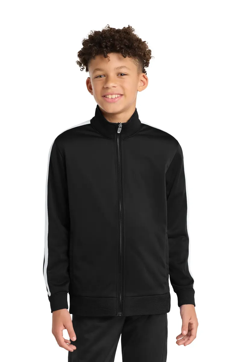 Sport-Tek ® Youth Tricot Sleeve Stripe Track Jacket. YST94 - additional view 4